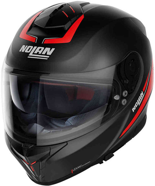 Casco N80-8 Staple N-com 54 Negro Mate/ Rojo Nolan