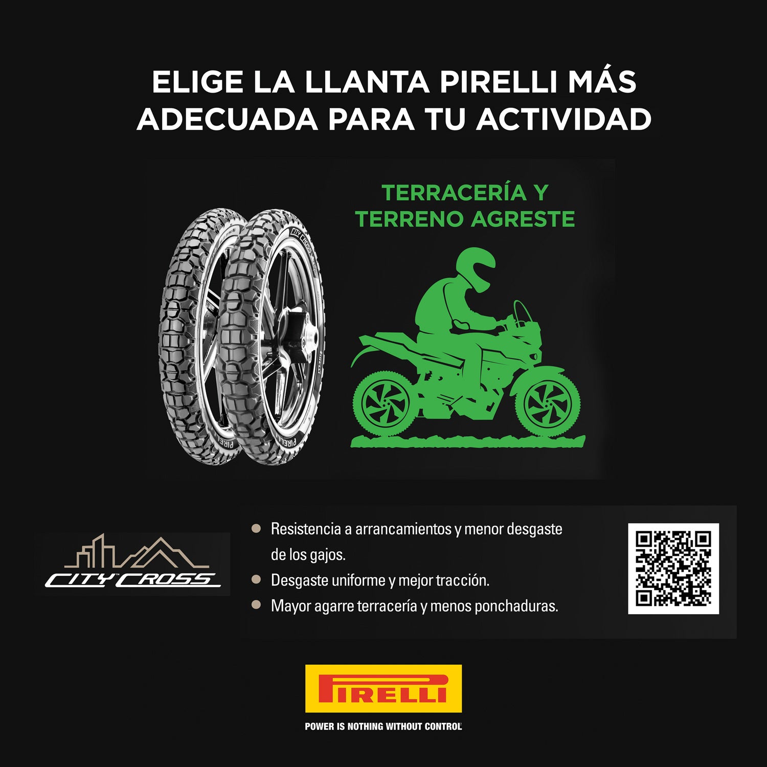 Llanta Pirelli City Cross para motocicleta urbana y de doble propósito, alto desempeño en México