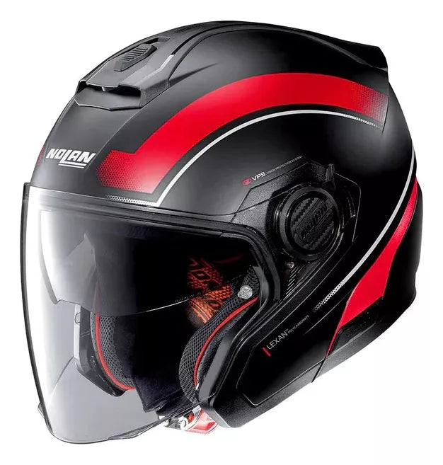 Casco N40-5 Resolute N-com Negro Mate/Rojo 17 Nolan