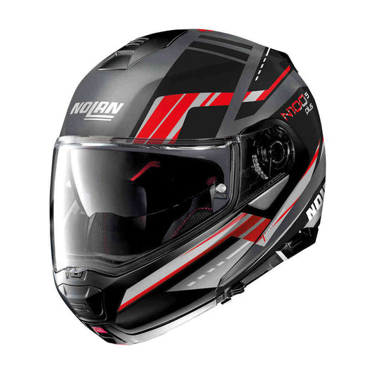 Casco N100-5 Plus Illuvium N-com 60 Negro Gris Rojo