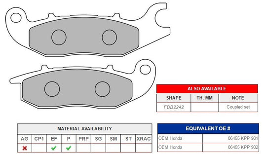 Balata de Disco Honda CBF150 Invicta del (FA375) FDB2169EF Ferodo