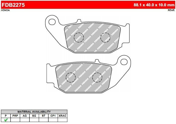 Balata de Disco Honda CBF150 Invicta tras (FA629) FDB2275EF Ferodo