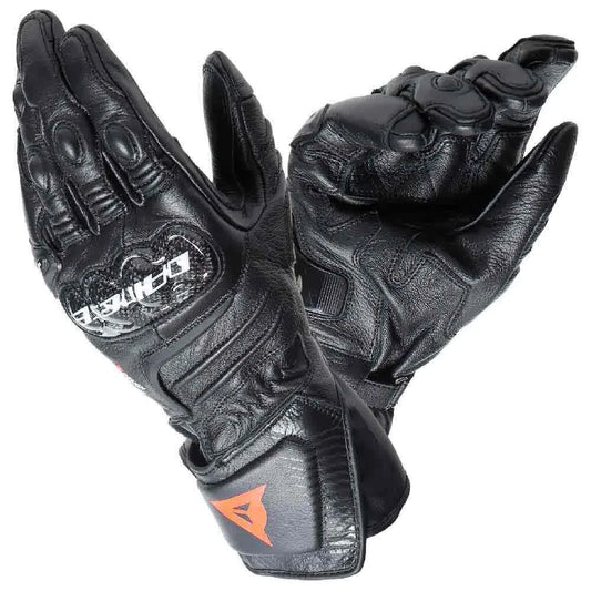 Guantes De Piel Carbon 4 largos Ngo/ Rjo fluo Dainese